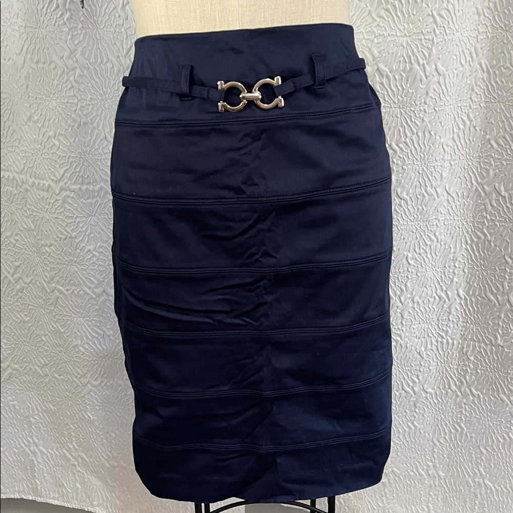 INC Navy Pencil Skirt with Buckle